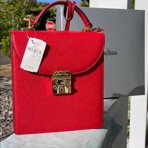 Mark Cross crossbody in red leather (never used)